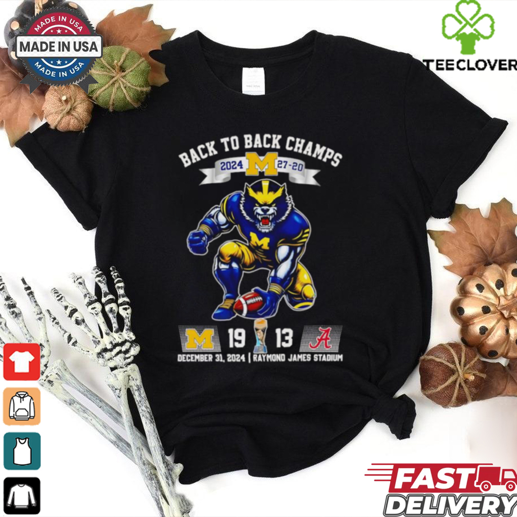 Back to back Champs 2024 Michigan Wolverines mascot shirt Fan Favorite Back to back Champs 2024 Michigan Wolverines mascot shirt Fan Favorite