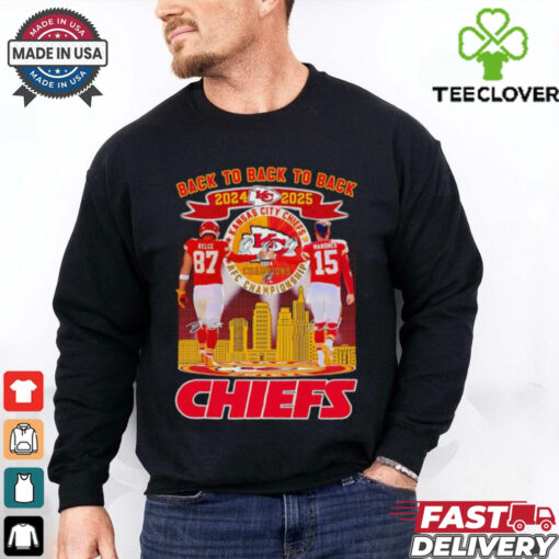 Back to back to back 2024 2025 Chiefs Travis Kelce and Patrick Mahomes shirt
