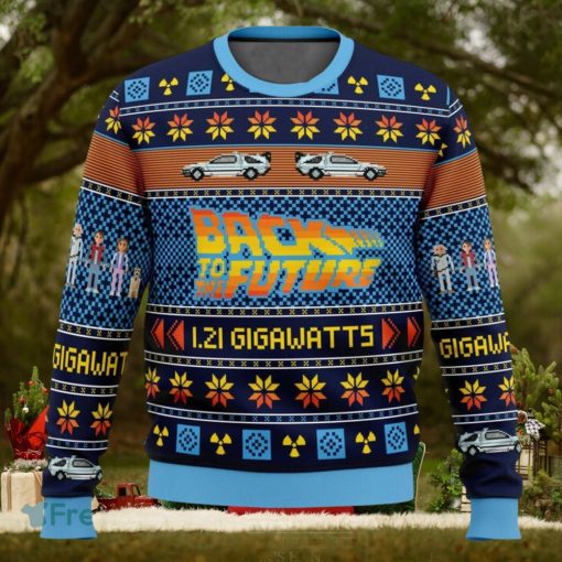 Back to the Future Ugly Christmas Sweater Marty McFly Emmett Brown Ugly Sweater Tree Christmas