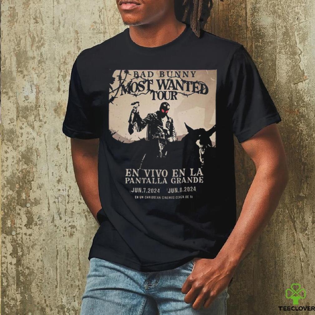 Bad Bunny Tour 2024 Most Wanted Tour En Vivo En La Panralla Grande On June 7 8 At Caribbean Cinemas Unisex T Shirt Bad Bunny Tour 2024 Most Wanted Tour En Vivo En La Panralla Grande On June 7 8 At Caribbean Cinemas Unisex T Shirt