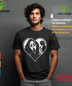 Badassmommy Wearing Ghostface Skeleton Scream & Rose In Heart Shirt