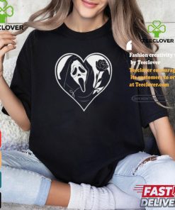 Badassmommy Wearing Ghostface Skeleton Scream & Rose In Heart Shirt