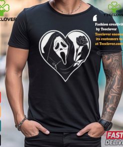 Badassmommy Wearing Ghostface Skeleton Scream & Rose In Heart Shirt
