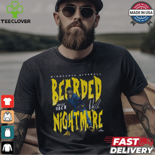 Bailey Ober Minnesota Baseball Bearded Nightmare Signature t shirt