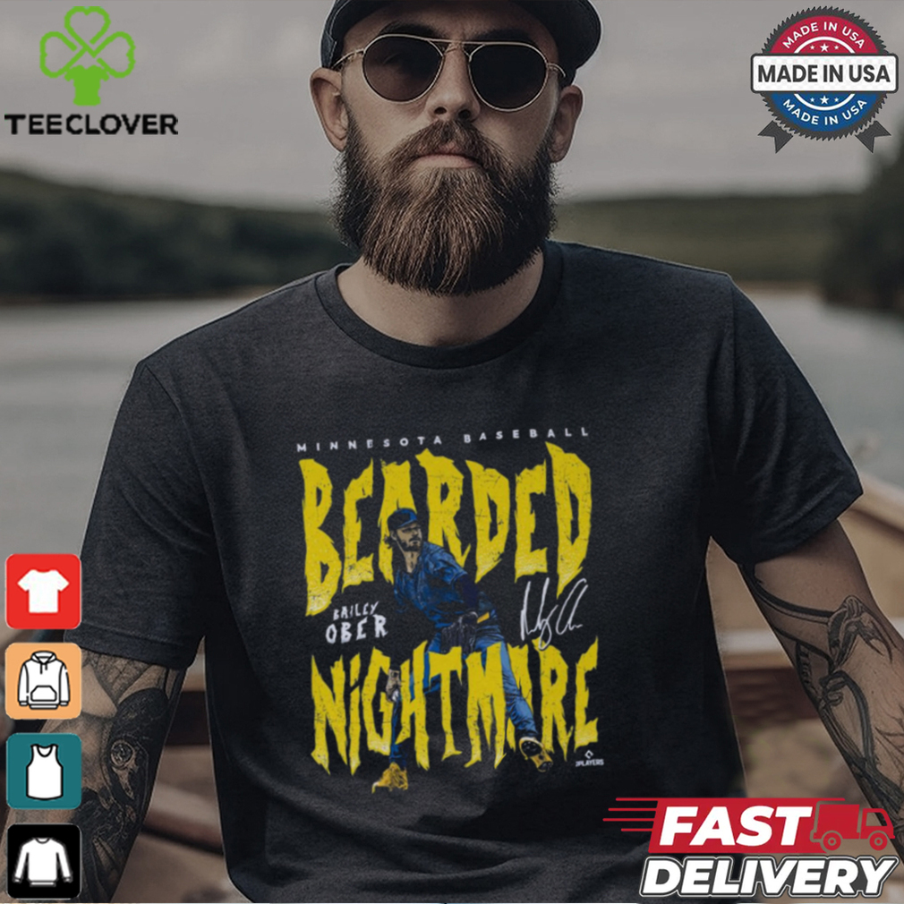 Bailey Ober Minnesota Baseball Bearded Nightmare Signature t shirt Bailey Ober Minnesota Baseball Bearded Nightmare Signature t shirt