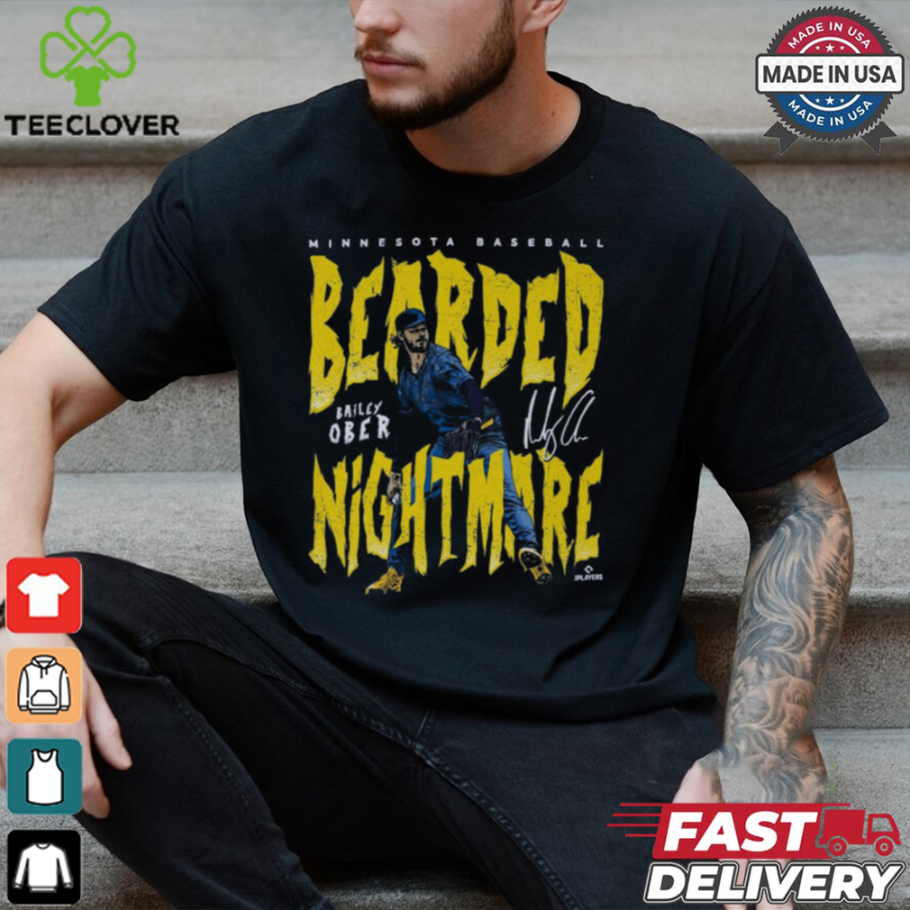 Bailey Ober Minnesota Baseball Bearded Nightmare Signature t shirt Bailey Ober Minnesota Baseball Bearded Nightmare Signature t shirt