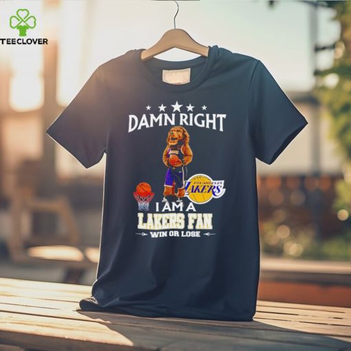 Bailey mascot damn right I am a Lakers fan win or lose hoodie, sweater, longsleeve, shirt v-neck, t-shirt