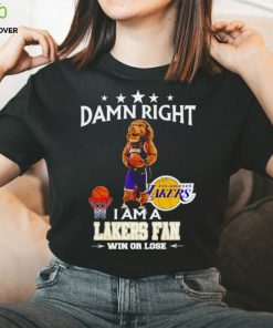 Bailey mascot damn right I am a Lakers fan win or lose hoodie, sweater, longsleeve, shirt v-neck, t-shirt