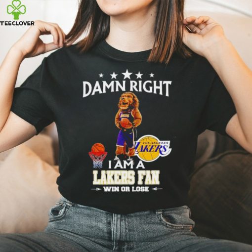 Bailey mascot damn right I am a Lakers fan win or lose hoodie, sweater, longsleeve, shirt v-neck, t-shirt