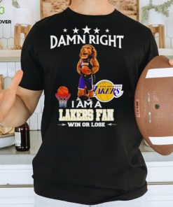 Bailey mascot damn right I am a Lakers fan win or lose hoodie, sweater, longsleeve, shirt v-neck, t-shirt