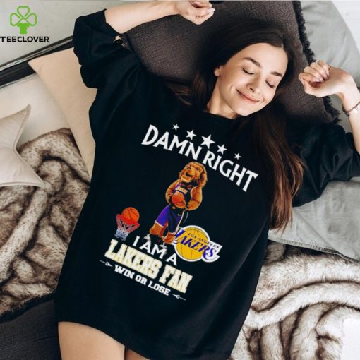 Bailey mascot damn right I am a Lakers fan win or lose hoodie, sweater, longsleeve, shirt v-neck, t-shirt