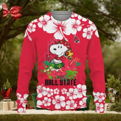 Ball State Cardinals Champions Sports Hibiscus Patterns Ugly Christmas Sweater Gift Holidays