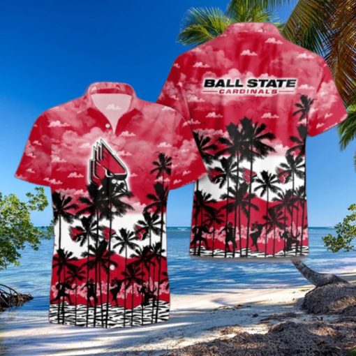 Ball State Cardinals Palms Tree Hawaiian Shirt
