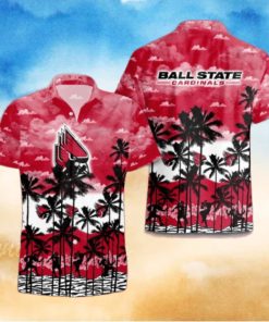 Ball State Cardinals Palms Tree Hawaiian Shirt