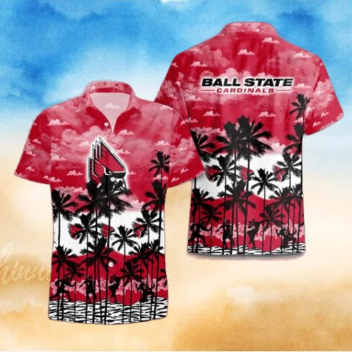 Ball State Cardinals Palms Tree Hawaiian Shirt