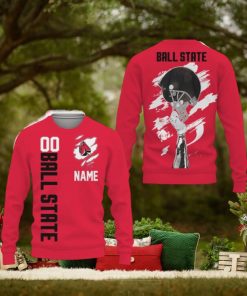 Ball State Cardinals Sports American Football Helmet New 3D Sweater Gift Fans Ugly Christmas Custom Number And Name