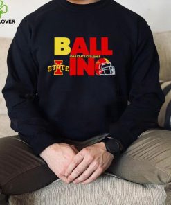 Ball in Iowa State Cyclones logo helmet shirt