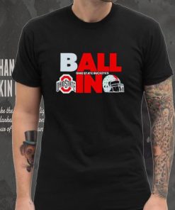 Ball in Ohio State Buckeyes logo helmet shirt