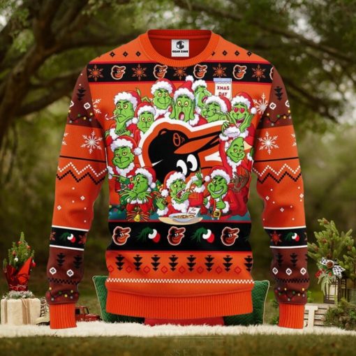 Baltimore Orioles 12 Grinch Xmas Day Christmas Ugly Sweater 3D Christmas Xmas Sweater