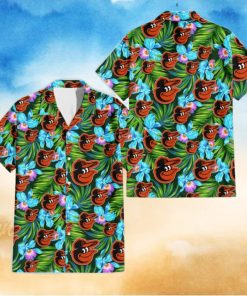Baltimore Orioles Electro Color Hibiscus Black Background 3D Hawaiian Shirt Gift For Fans