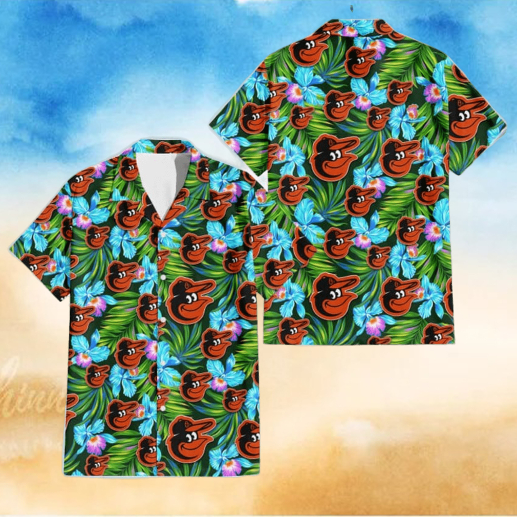 Baltimore Orioles Electro Color Hibiscus Black Background 3D Hawaiian Shirt Gift For Fans Baltimore Orioles Electro Color Hibiscus Black Background 3D Hawaiian Shirt Gift For Fans