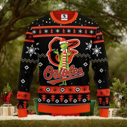 Baltimore Orioles Funny Grinch Christmas Ugly Sweater