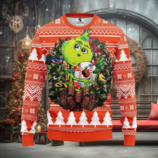 Baltimore Orioles Grinch Hug Christmas Ugly Sweater