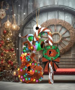 Baltimore Orioles MLB Grinch Candy Cane Personalized Xmas Gifts Christmas Tree Decorations Ornament