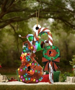 Baltimore Orioles MLB Grinch Candy Cane Personalized Xmas Gifts Christmas Tree Decorations Ornament
