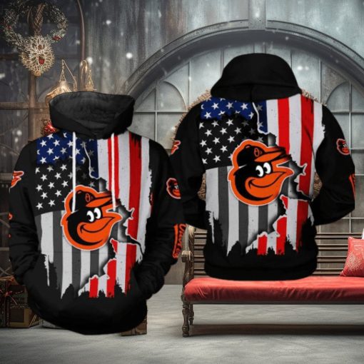 Baltimore Orioles MLB US Flag 3D Printed Hoodie