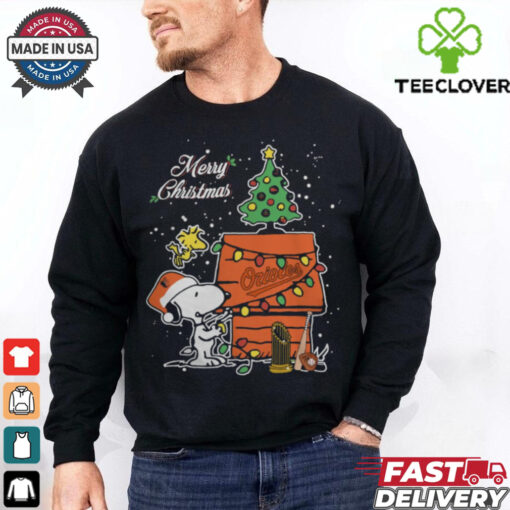 Baltimore Orioles Merry Christmas With Snoopy Baby T Shirt