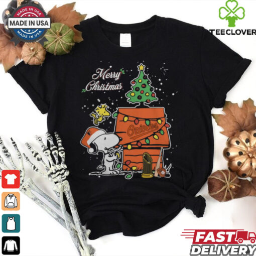 Baltimore Orioles Merry Christmas With Snoopy Baby T Shirt
