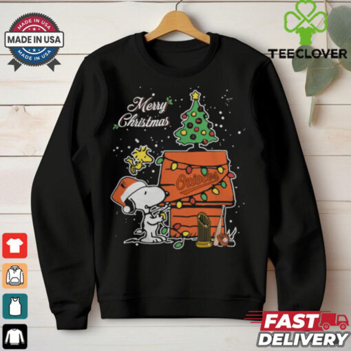 Baltimore Orioles Merry Christmas With Snoopy Baby T Shirt