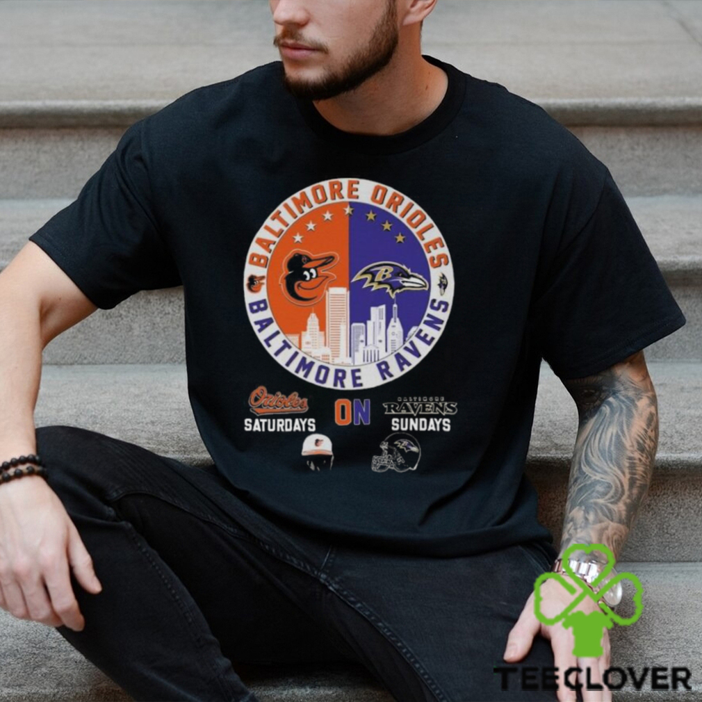 Baltimore Orioles Saturdays On Baltimore Ravens Sundays Logo T shirt Baltimore Orioles Saturdays On Baltimore Ravens Sundays Logo T shirt