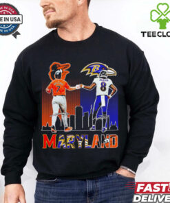 Baltimore Orioles x Baltimore Ravens Maryland skyline City shirt