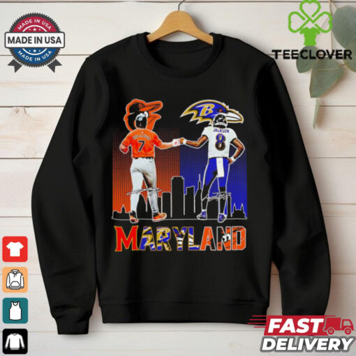 Baltimore Orioles x Baltimore Ravens Maryland skyline City hoodie, sweater, longsleeve, shirt v-neck, t-shirt