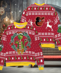 Baltimore Orioles x Grinch Dr. Seuss How the Grinch Stole Christmas MLB with World Series Trophy Ugly Christmas Sweater Red