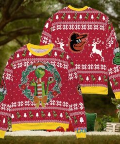 Baltimore Orioles x Grinch Dr. Seuss How the Grinch Stole Christmas MLB with World Series Trophy Ugly Christmas Sweater Red