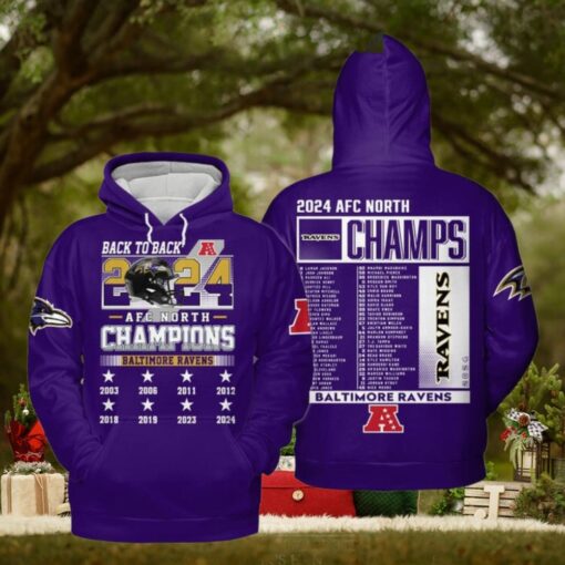 Baltimore Ravens AFC North Champions Back To Back 2024 Hoodie T Shirt