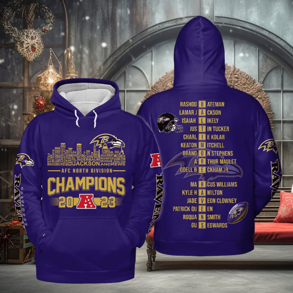 Baltimore Ravens AFC North Division Champions 2023 Hoodie T Shirt Baltimore Ravens AFC North Division Champions 2023 Hoodie T Shirt