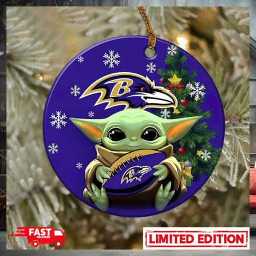 Baltimore Ravens Baby Yoda NFL 2023 Christmas Tree Decorations Ornament