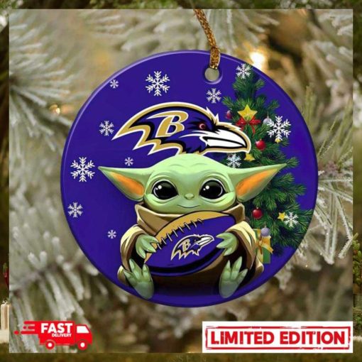 Baltimore Ravens Baby Yoda NFL 2023 Christmas Tree Decorations Ornament