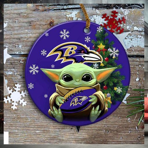 Baltimore Ravens Baby Yoda Ornament Christmas Tree Decorations NFL Gifts