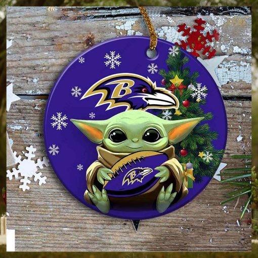 Baltimore Ravens Baby Yoda Ornament Christmas Tree Decorations NFL Gifts