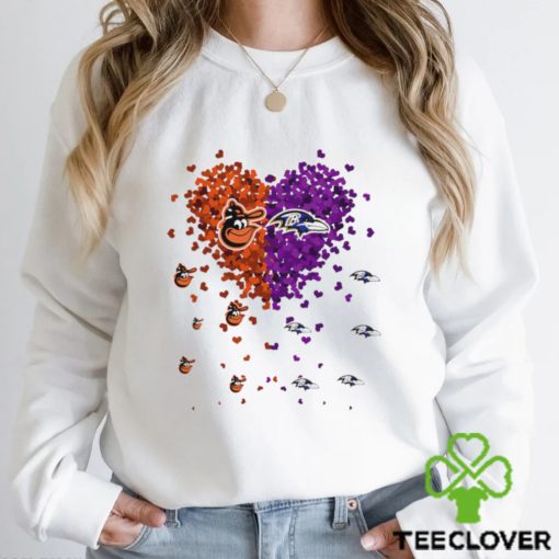 Baltimore Ravens Baltimore Orioles logo hearts sport gift hoodie, sweater, longsleeve, shirt v-neck, t-shirt