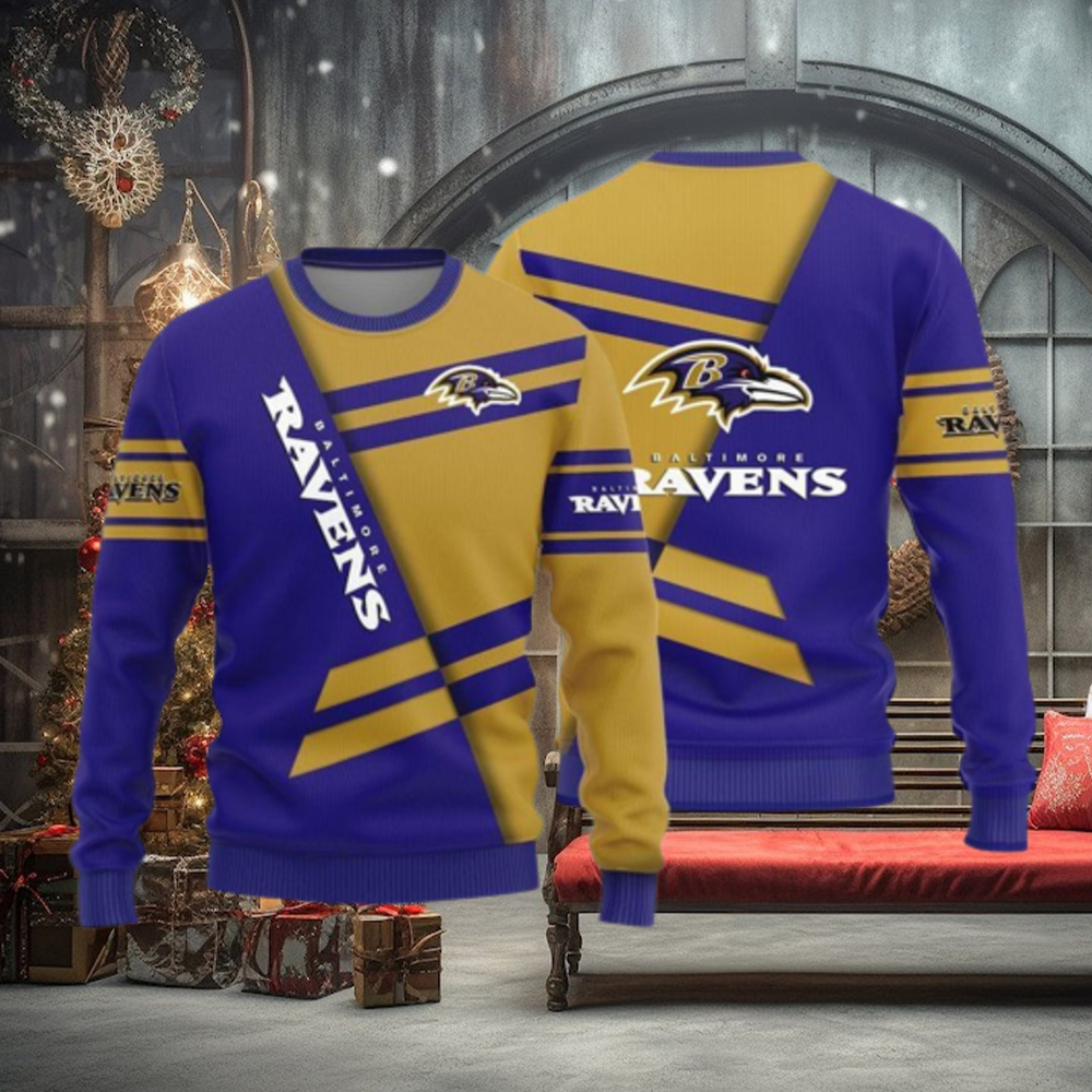 Baltimore Ravens Basic Pattern Knitted Sweater For Ugly Christmas Baltimore Ravens Basic Pattern Knitted Sweater For Ugly Christmas