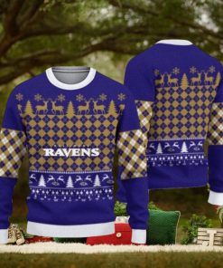 Baltimore Ravens Caro Parttern Ugly Christmas Sweaters