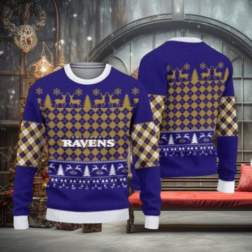 Baltimore Ravens Caro Parttern Ugly Christmas Sweaters