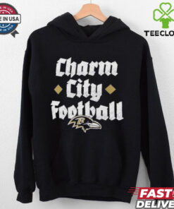 Baltimore Ravens Charm City Football T-shirts featuring a bold design highlighting the team's pride and the 