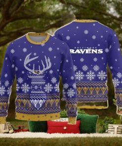 Baltimore Ravens Christmas Big Reindeer Pattern Christmas Gift 3D Ugly Christmas Sweater